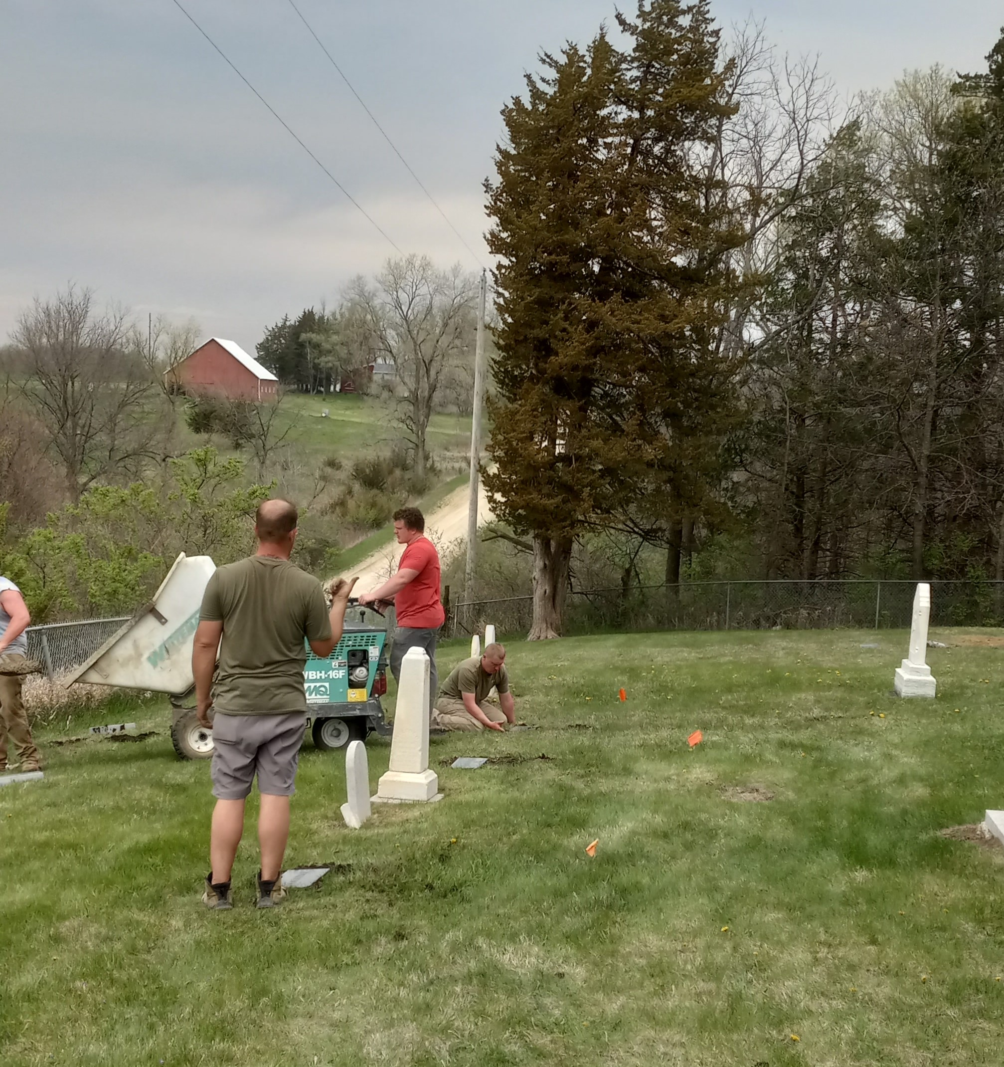 Making sure they line up just right at Mt. Tabor Cemetery.