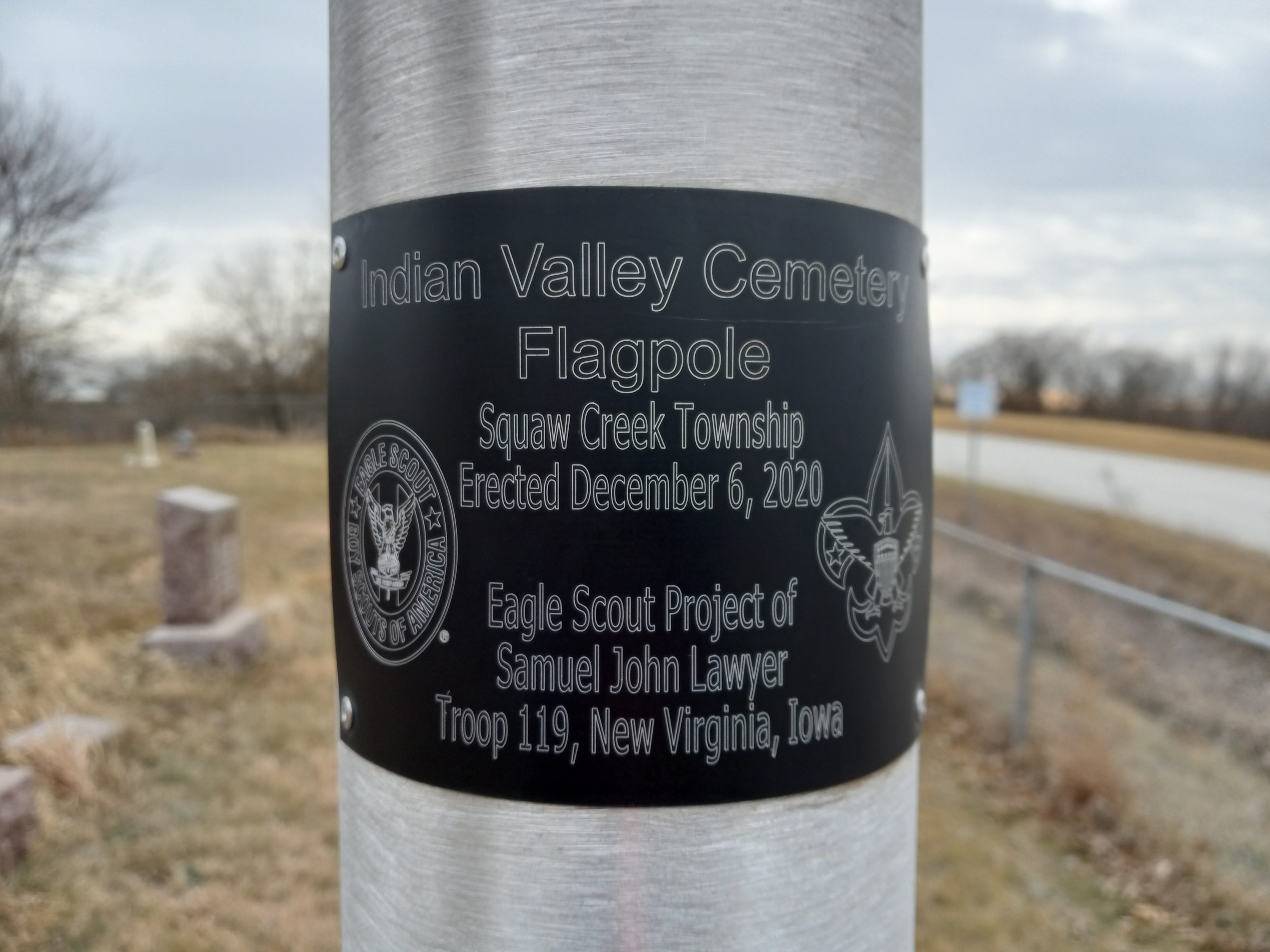 Eagle Scout Plaque at Indian Valley Cemetery