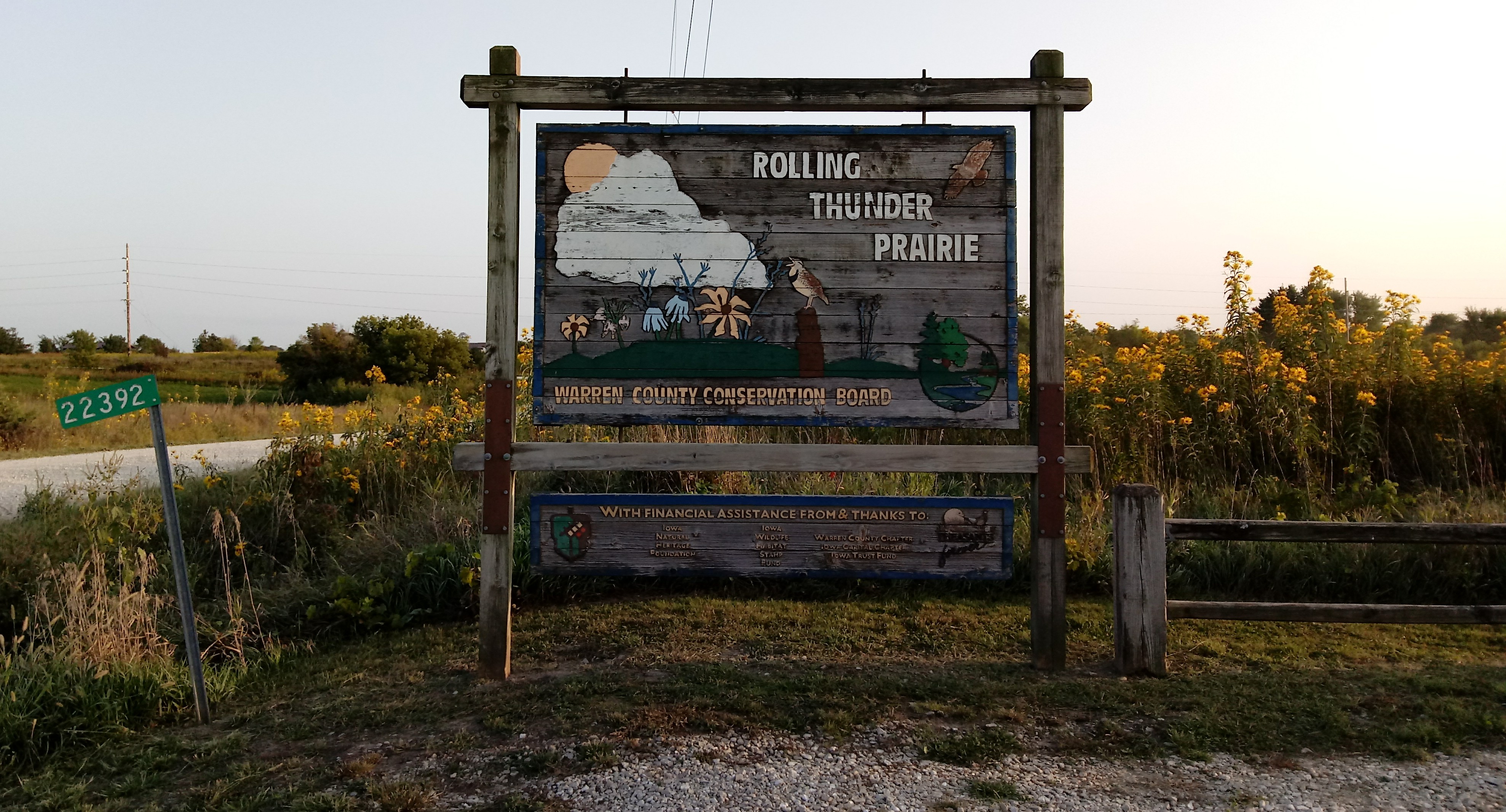 Rolling Thunder Prairie State Preserve sign