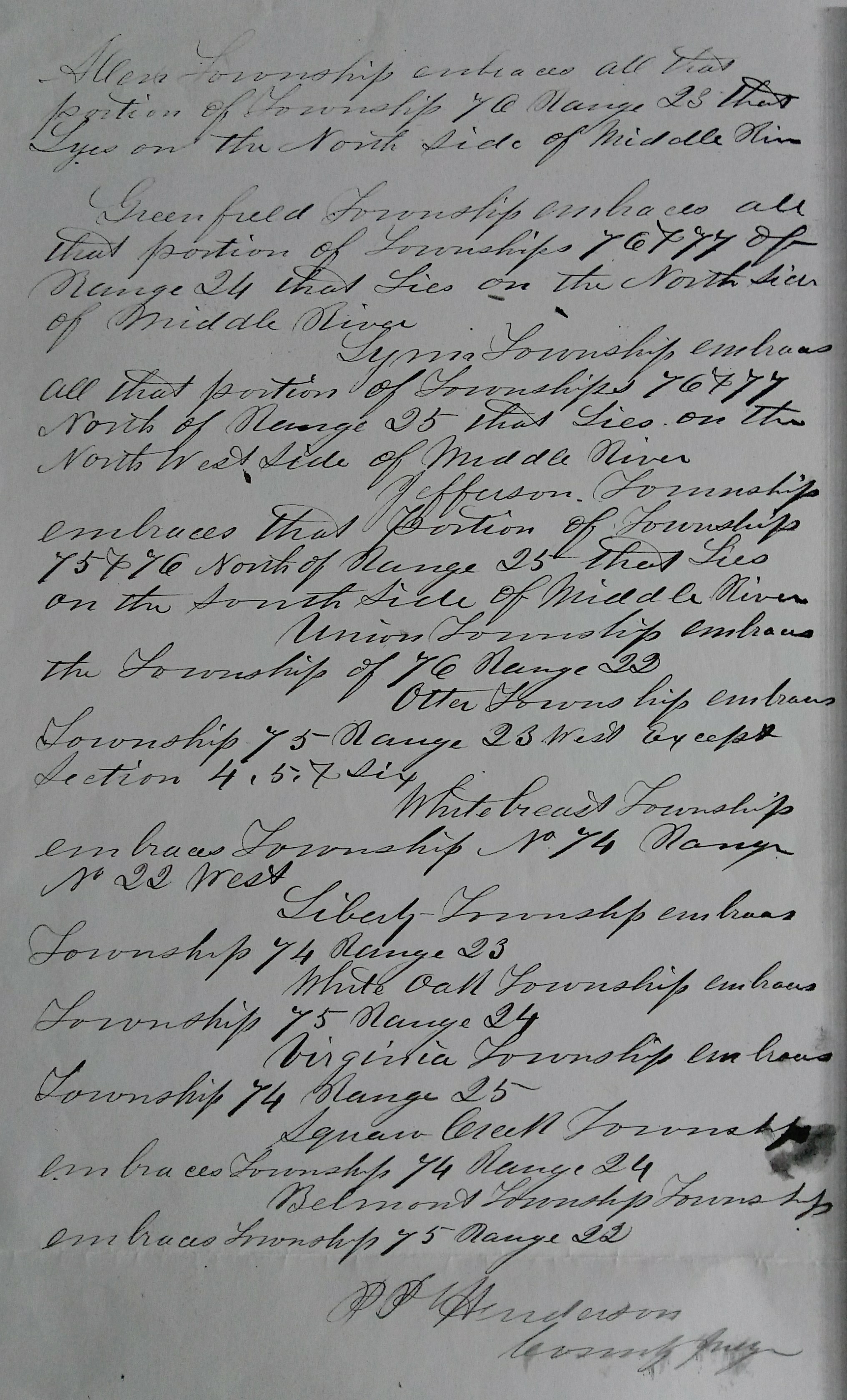 Page 2 of the Application for Organization of Townships, March 3, 1856