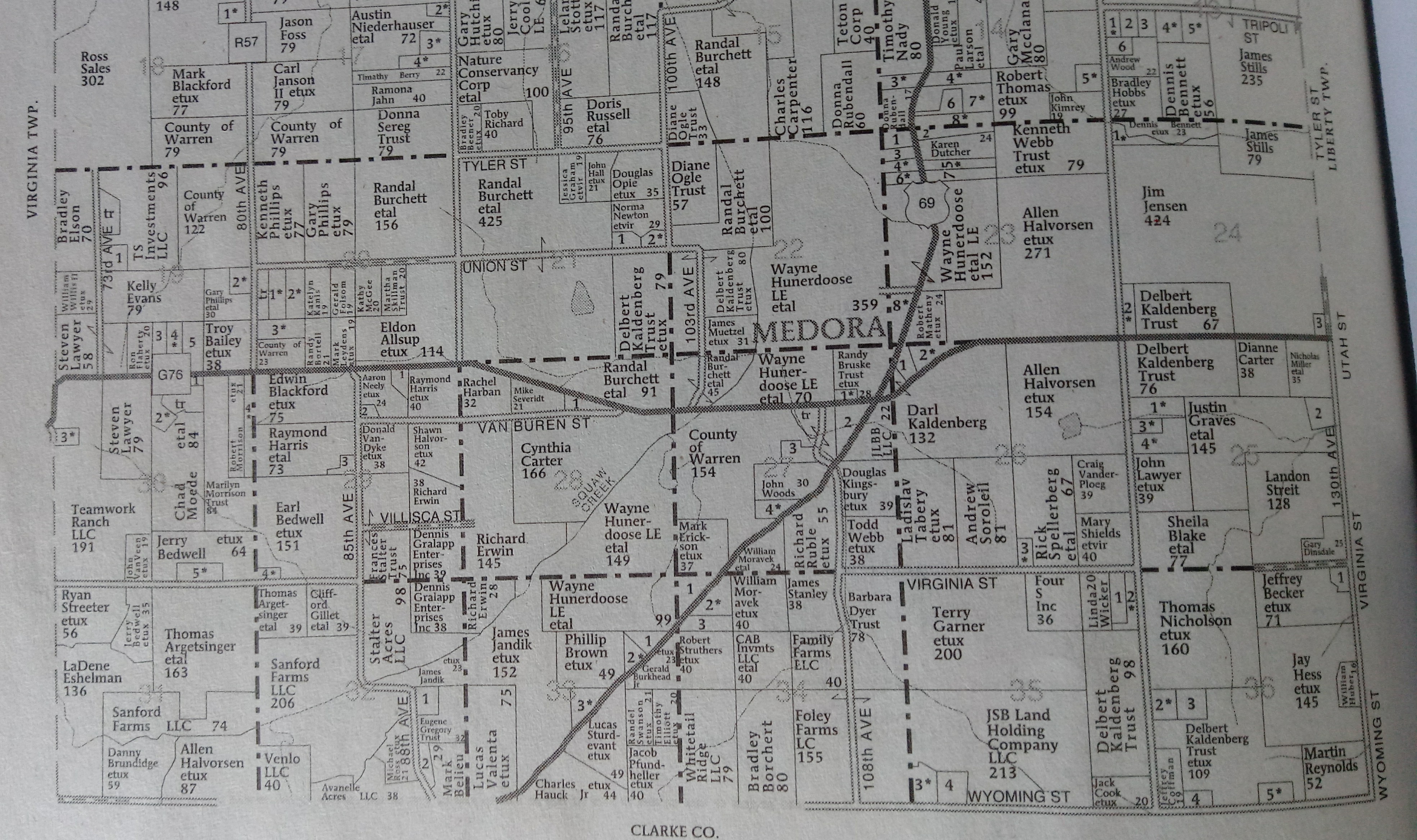 2018 Plat Map of sections surrounding Medora