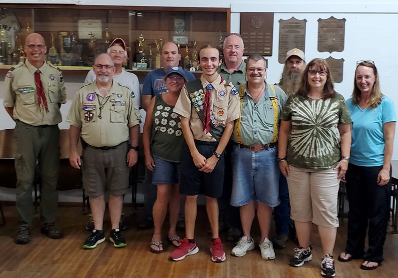 Sam Lawyer as a newly appointed Eagle Scout, pictured with troop leaders